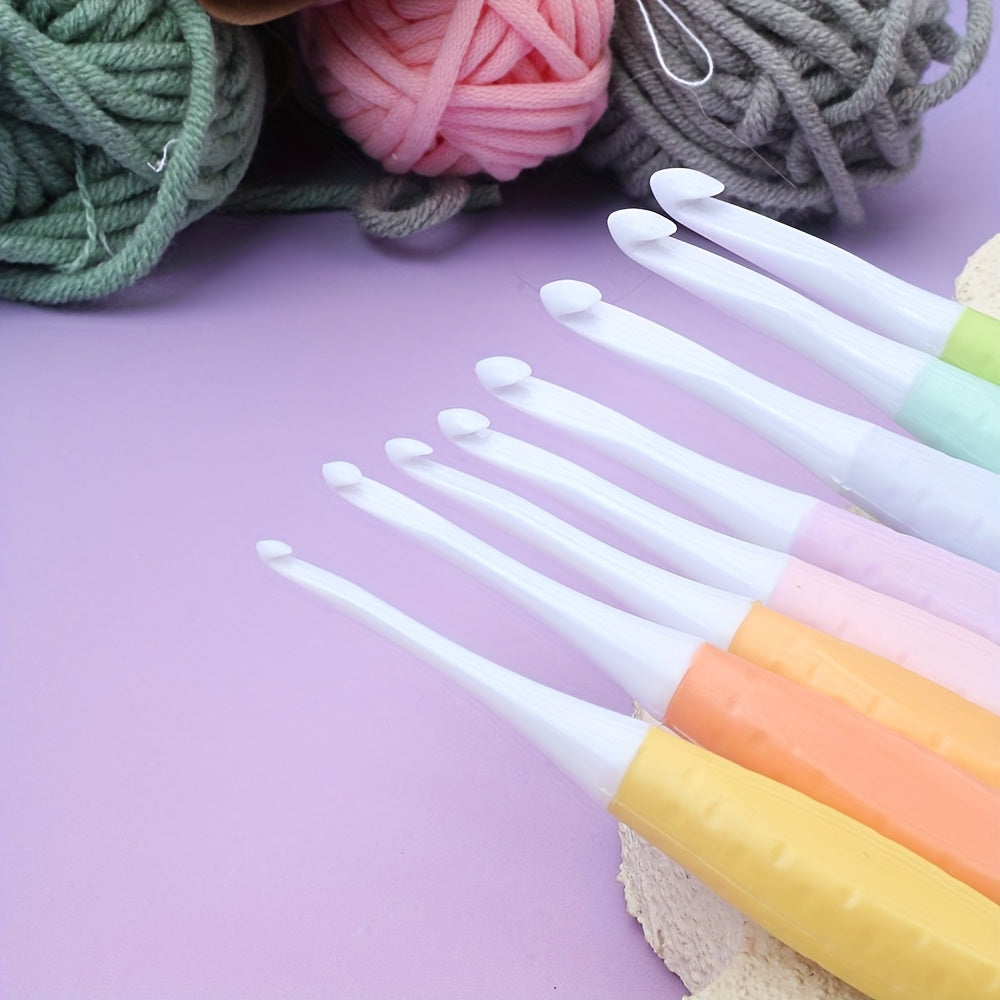 8-Piece Crochet Hook Set – Soft Handle Candy Color Knitting Hooks