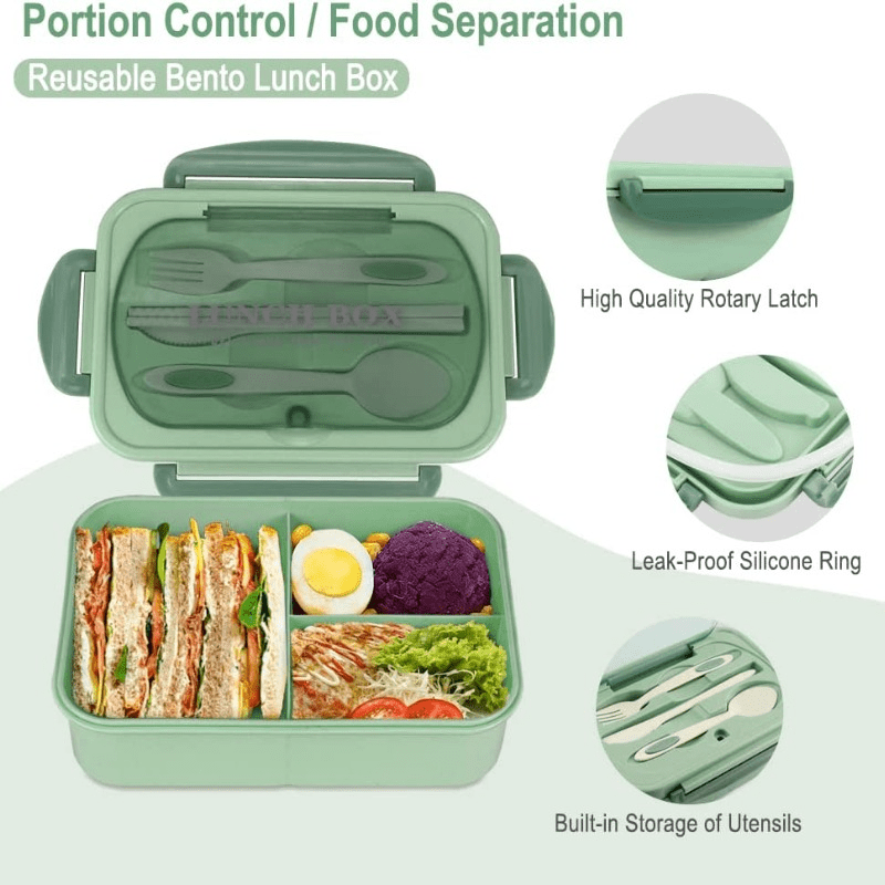 1000ml Bento Lunch Box – Leakproof 3-Compartment Food Container