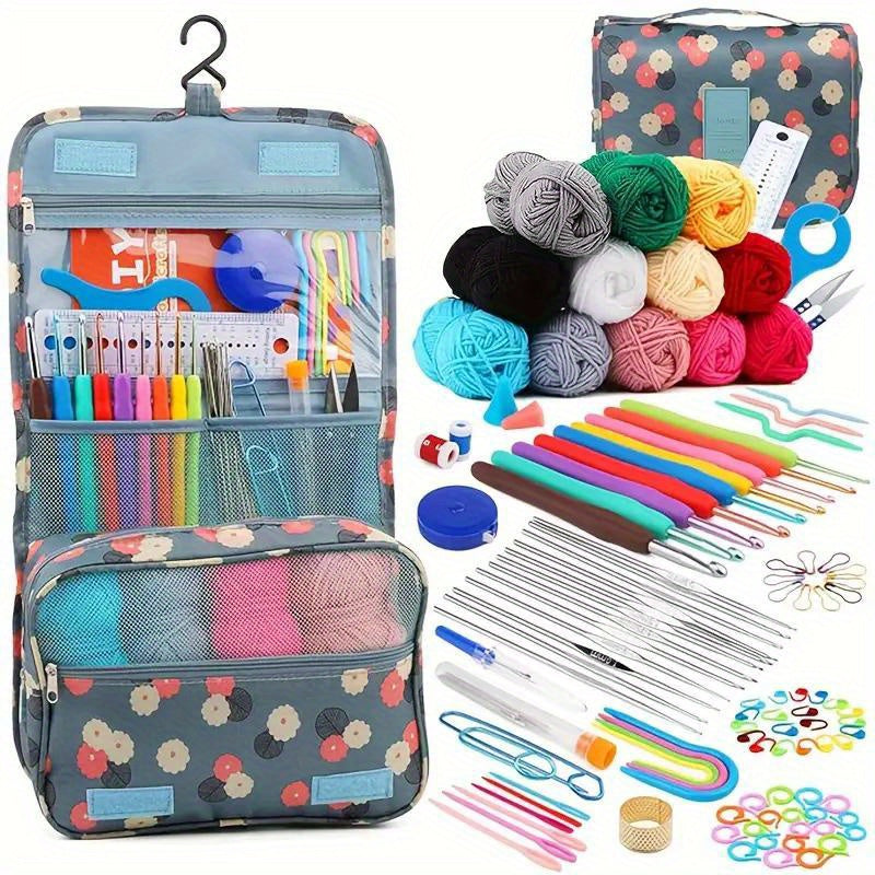 130-Piece Crochet & Knitting Kit – Complete Craft Set with Yarn