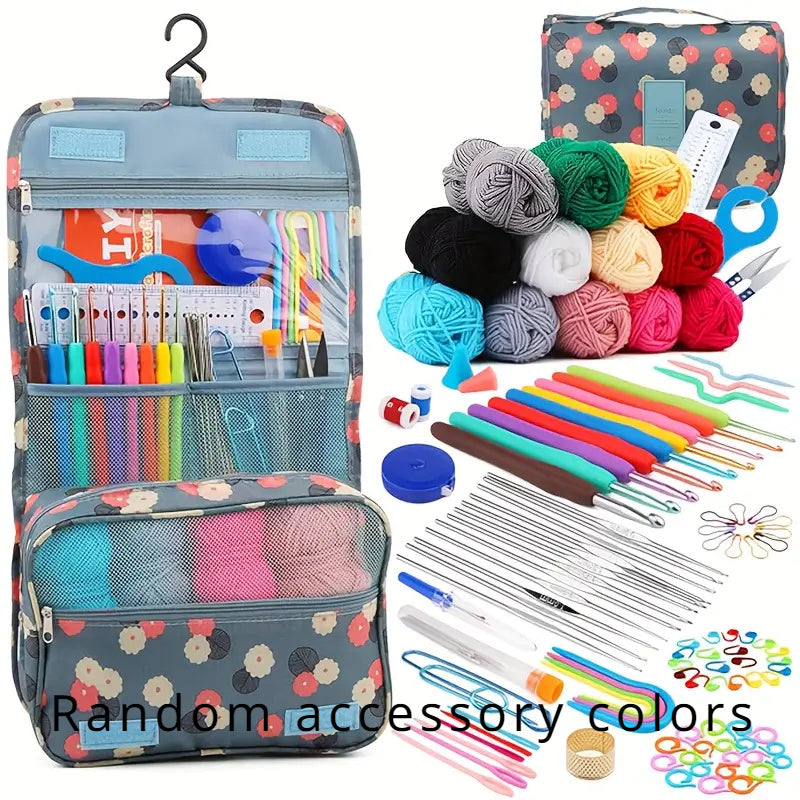 130-Piece Crochet & Knitting Kit – Complete Craft Set with Yarn