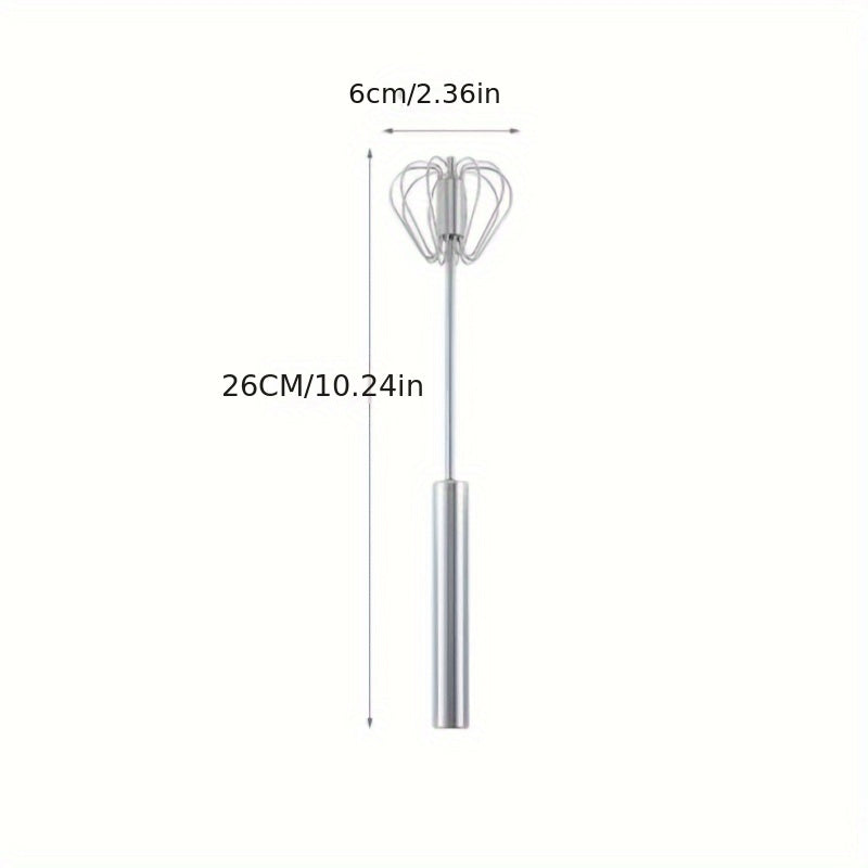 Stainless Steel Hand Whisk & Milk Frother – Manual Push Blender