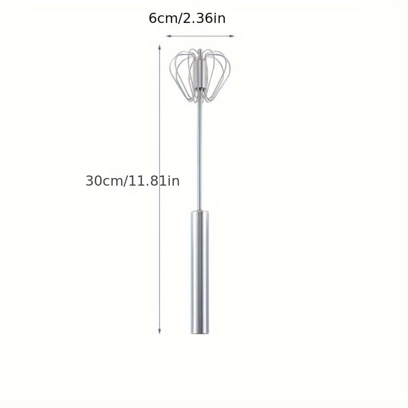 Stainless Steel Hand Whisk & Milk Frother – Manual Push Blender