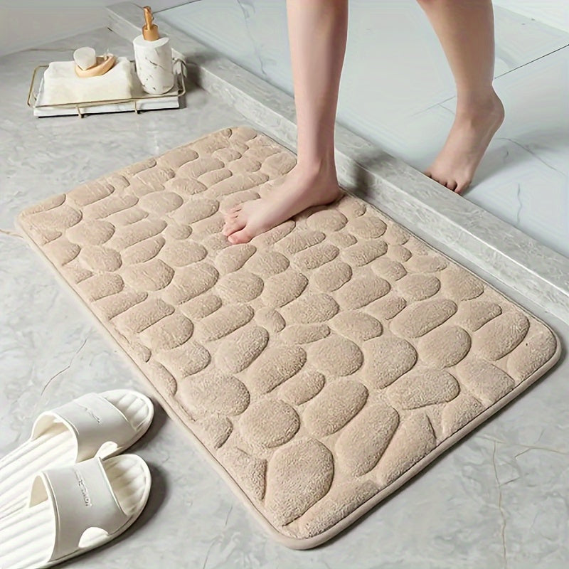 Soft Coral Velvet Bath Mat – Non-Slip Absorbent Bathroom Rug