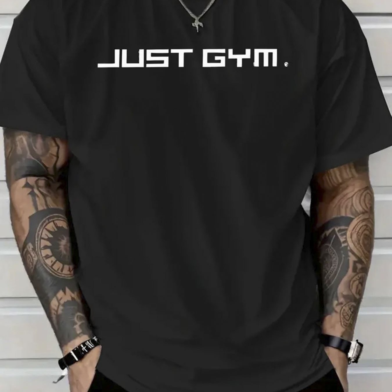 Men’s Heavyweight Gym T-Shirt – 100% Cotton “JUST GYM” Sports Tee
