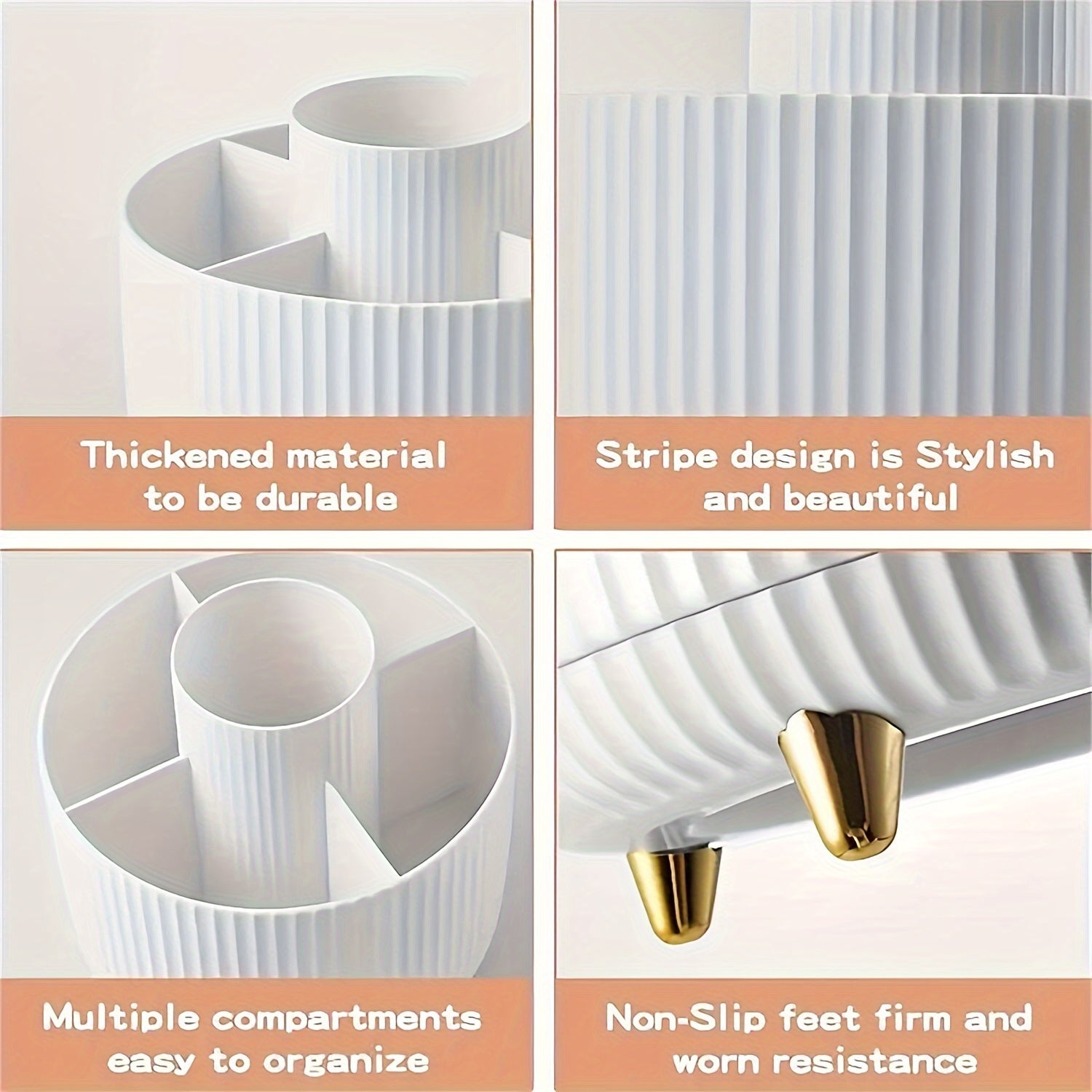 360° Rotating Makeup Organizer – Multi-Compartment Cosmetic Storage