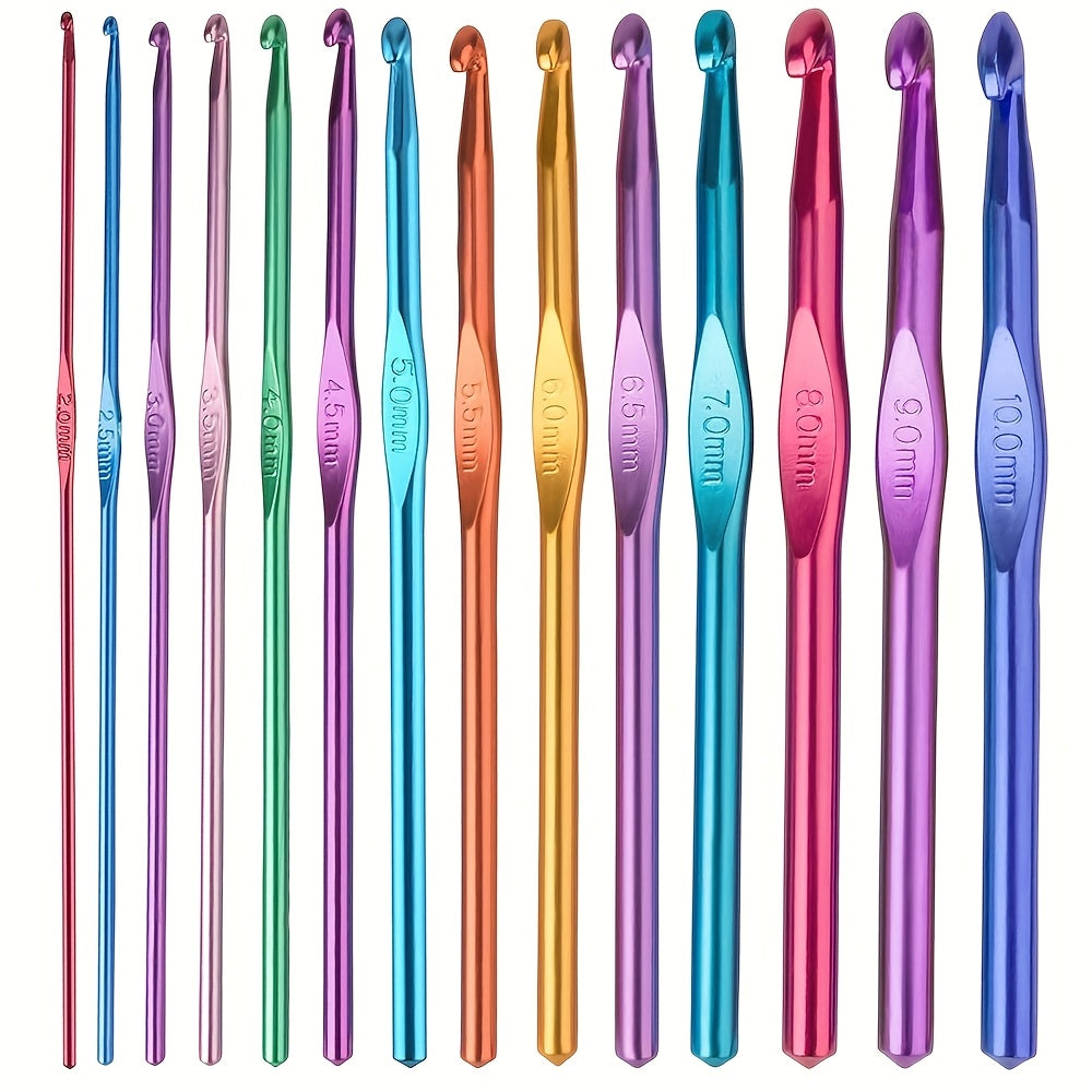 12-Piece Crochet Hook Set – Metal Knitting Needles for DIY Projects