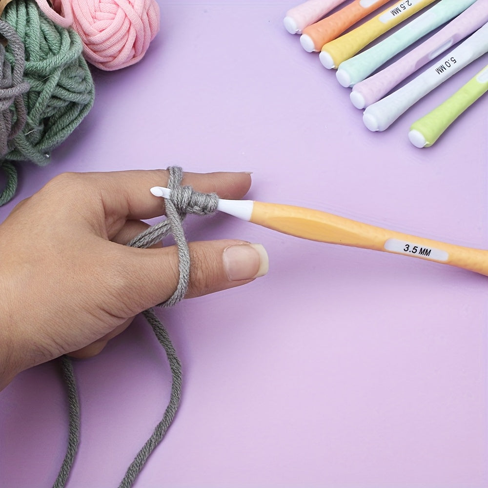8-Piece Crochet Hook Set – Soft Handle Candy Color Knitting Hooks