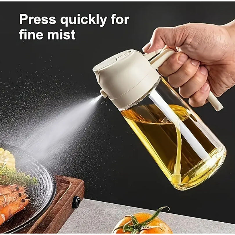 2-in-1 Oil Dispenser & Sprayer – 16oz Refillable Kitchen Spray Bottle