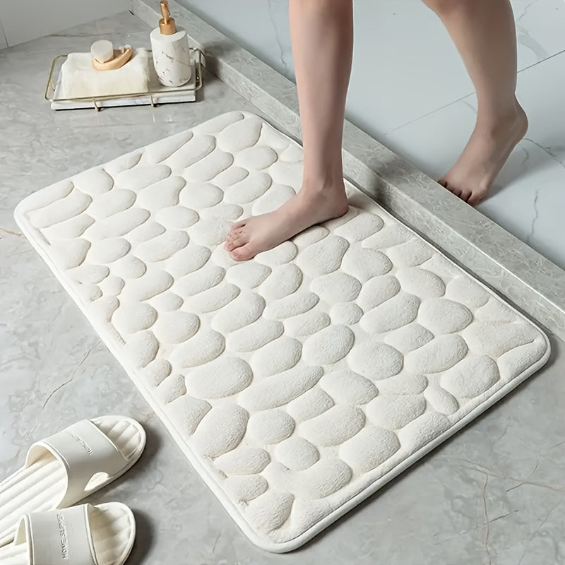 Soft Coral Velvet Bath Mat – Non-Slip Absorbent Bathroom Rug