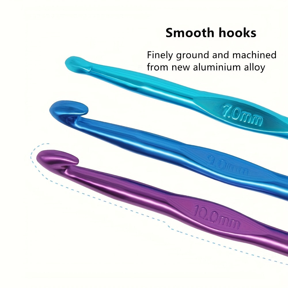 12-Piece Crochet Hook Set – Metal Knitting Needles for DIY Projects