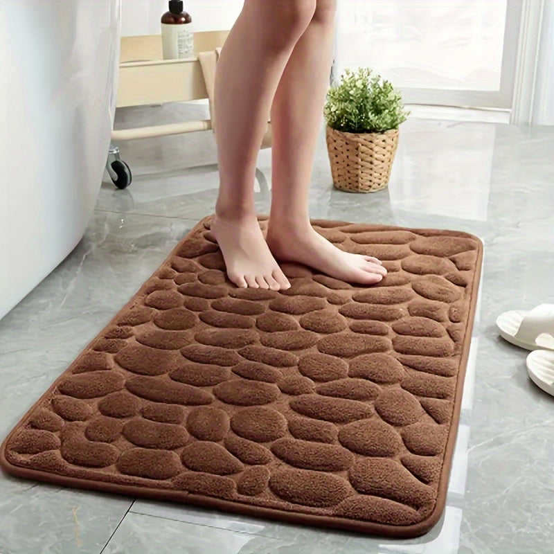 Soft Coral Velvet Bath Mat – Non-Slip Absorbent Bathroom Rug