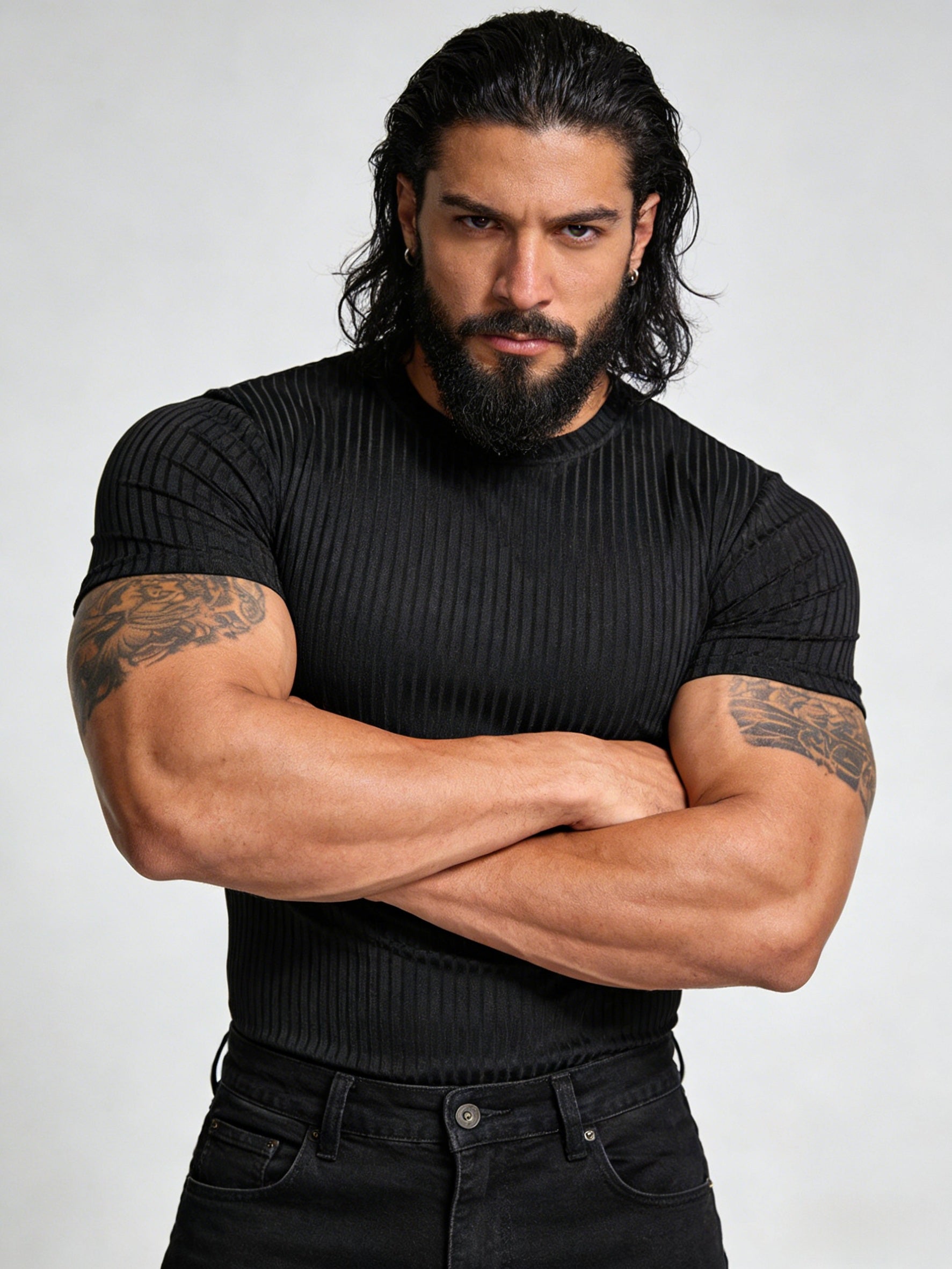 Men'S Summer Ribbed T-Shirt, Stylish, Comfortable, And Breathable, Perfect for Casual Outings