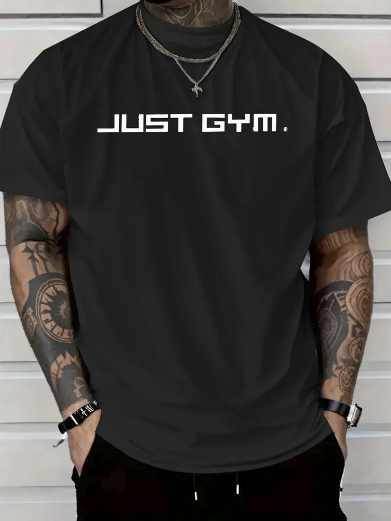 Men’s Heavyweight Gym T-Shirt – 100% Cotton “JUST GYM” Sports Tee