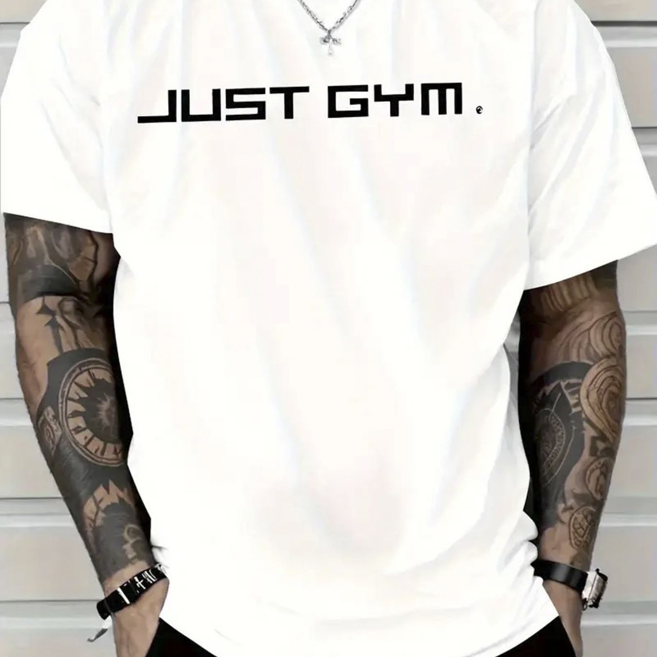 Men’s Heavyweight Gym T-Shirt – 100% Cotton “JUST GYM” Sports Tee