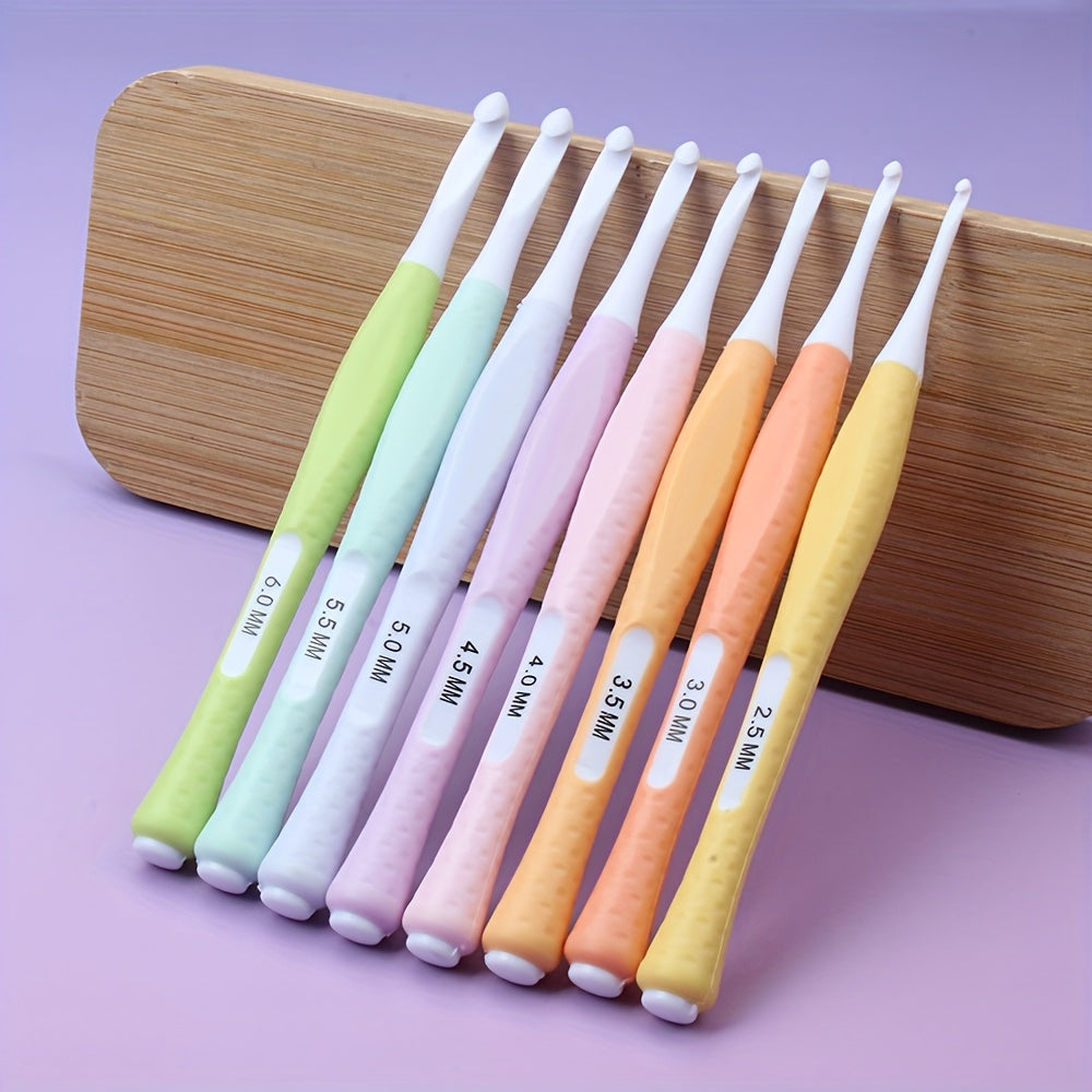 8-Piece Crochet Hook Set – Soft Handle Candy Color Knitting Hooks