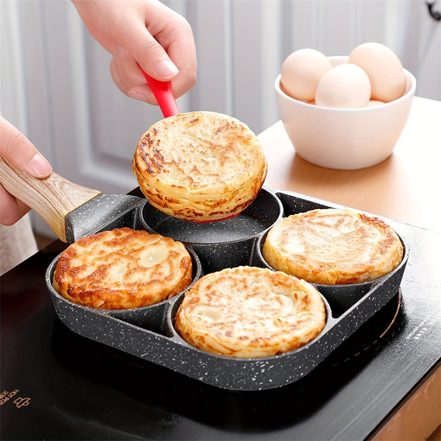 4-Hole Non-Stick Egg Frying Pan – Maifanstone Aluminum Skillet