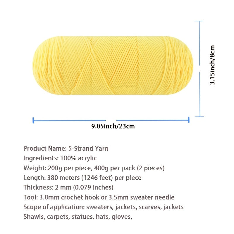 400g Multicolor Knitting Yarn – Soft Acrylic Yarn for DIY Projects