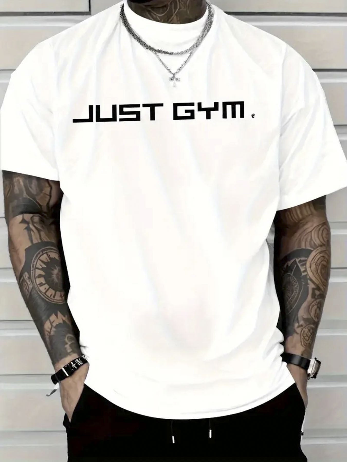 Men’s Heavyweight Gym T-Shirt – 100% Cotton “JUST GYM” Sports Tee