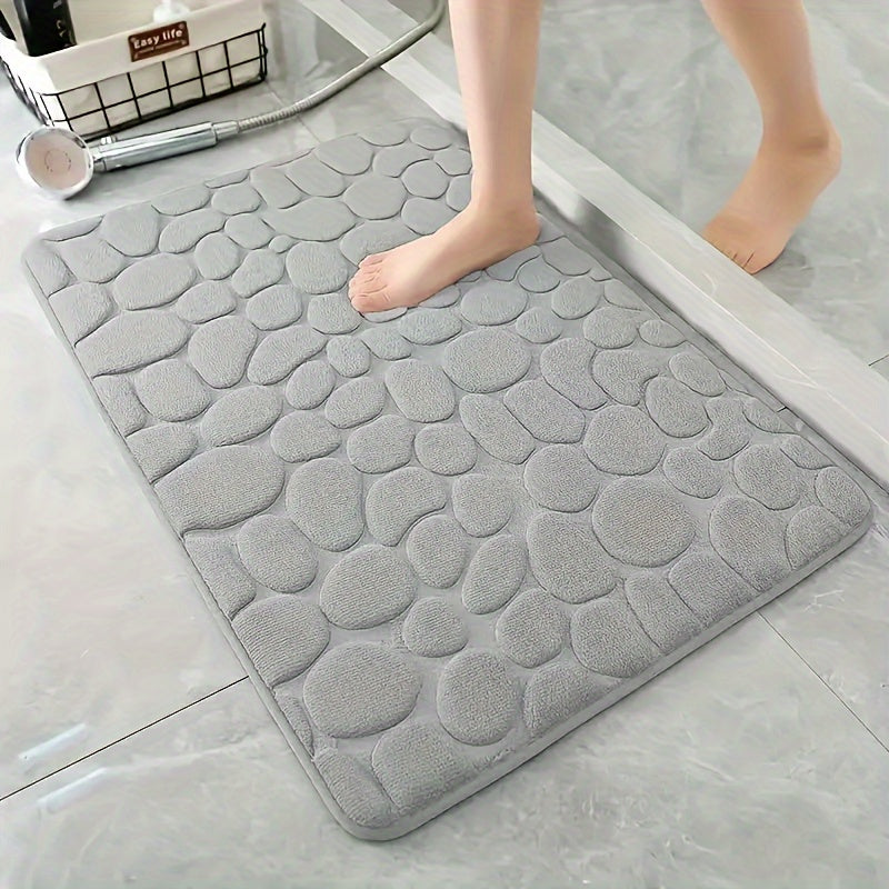 Soft Coral Velvet Bath Mat – Non-Slip Absorbent Bathroom Rug