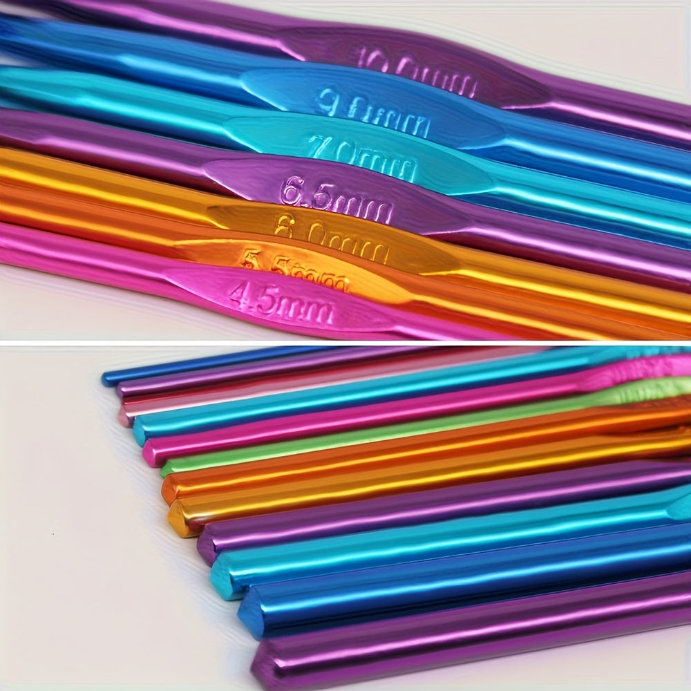 12-Piece Crochet Hook Set – Metal Knitting Needles for DIY Projects