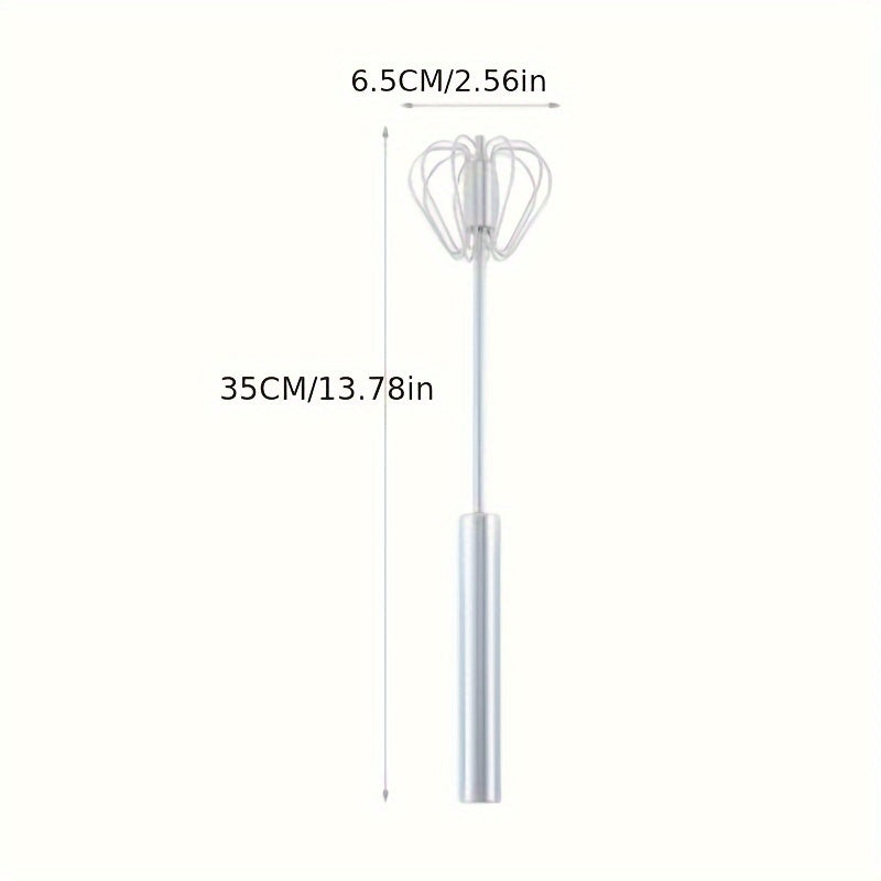 Stainless Steel Hand Whisk & Milk Frother – Manual Push Blender