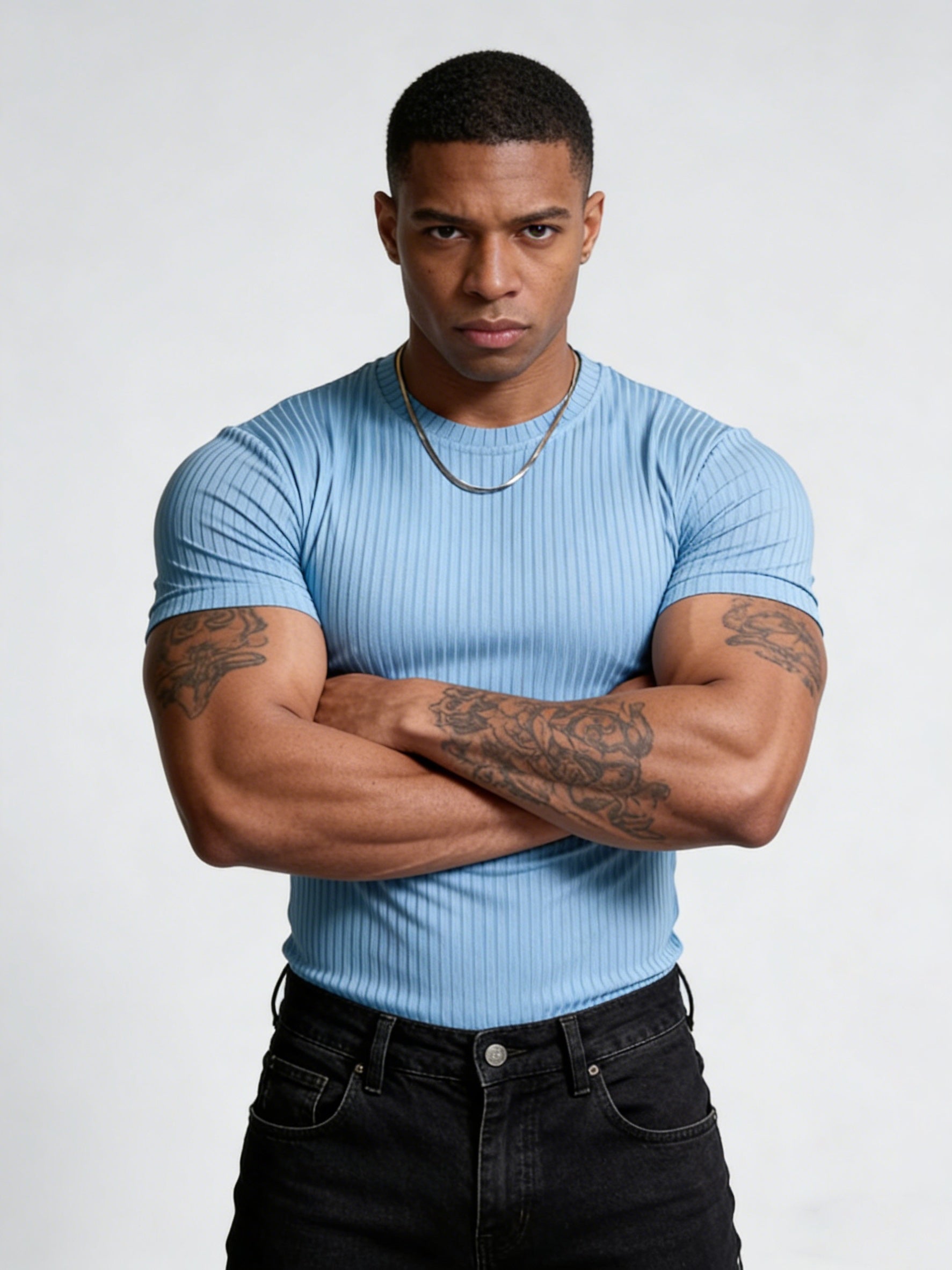 Men'S Summer Ribbed T-Shirt, Stylish, Comfortable, And Breathable, Perfect for Casual Outings